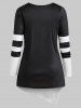 T-shirt Asymétrique en Blocs de Couleurs Grande Taille à Col Bénitier - Noir 5X