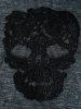 Skull Pattern Plaid Panel Hooded Dip Hem Knitwear -  