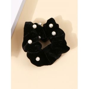 

Faux Pearl Velour Elastic Fabric Scrunchie, Black
