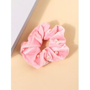

Faux Pearl Velour Elastic Fabric Scrunchie, Light pink