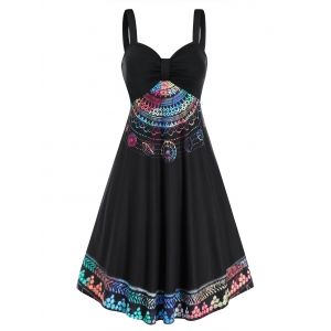 

Colorful Printed Ruched Mini Cami Dress, Multi a