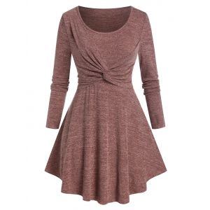 

Plus Size Twisted Jersey Curve Hem Tunic Knitwear, Rosy finch