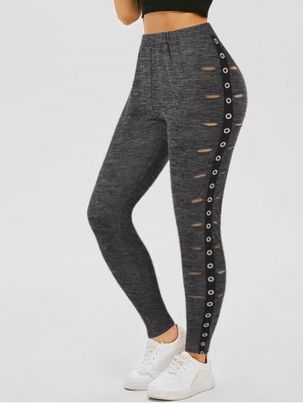 Side Grommet Cutout High Waist Leggings