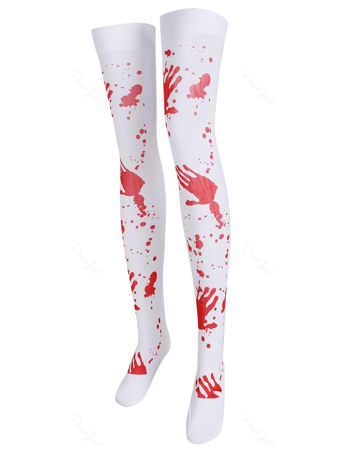 

Plus Size Blood Fingerprint Halloween Thigh Highs, White