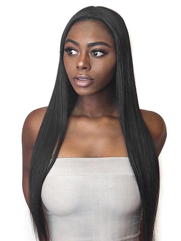 

Long Straight Center Part Capless Synthetic Wig, Black