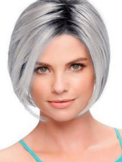 

Gradient Color Short Straight Middle Part Bob Synthetic Wig, Gray