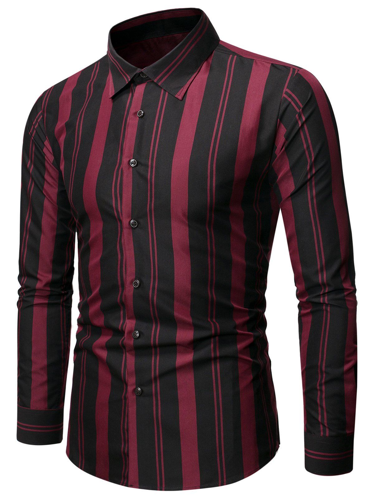 

Balanced Striped Button Up Slim Shirt, Black