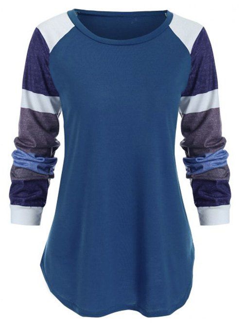

Colorblock Long Sleeve Top, Blue