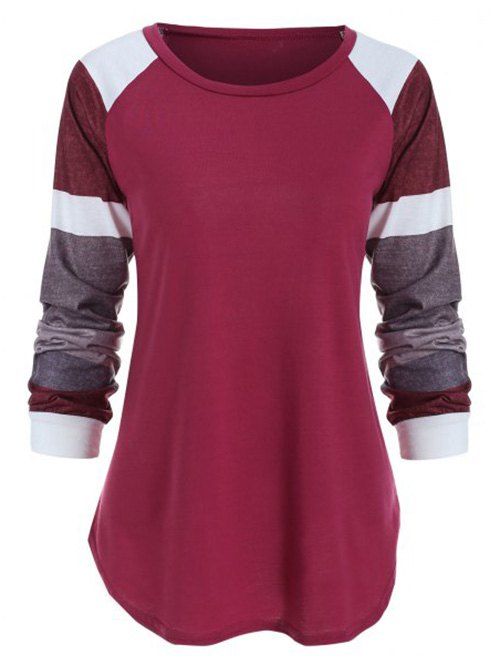 

Colorblock Long Sleeve Top, Red