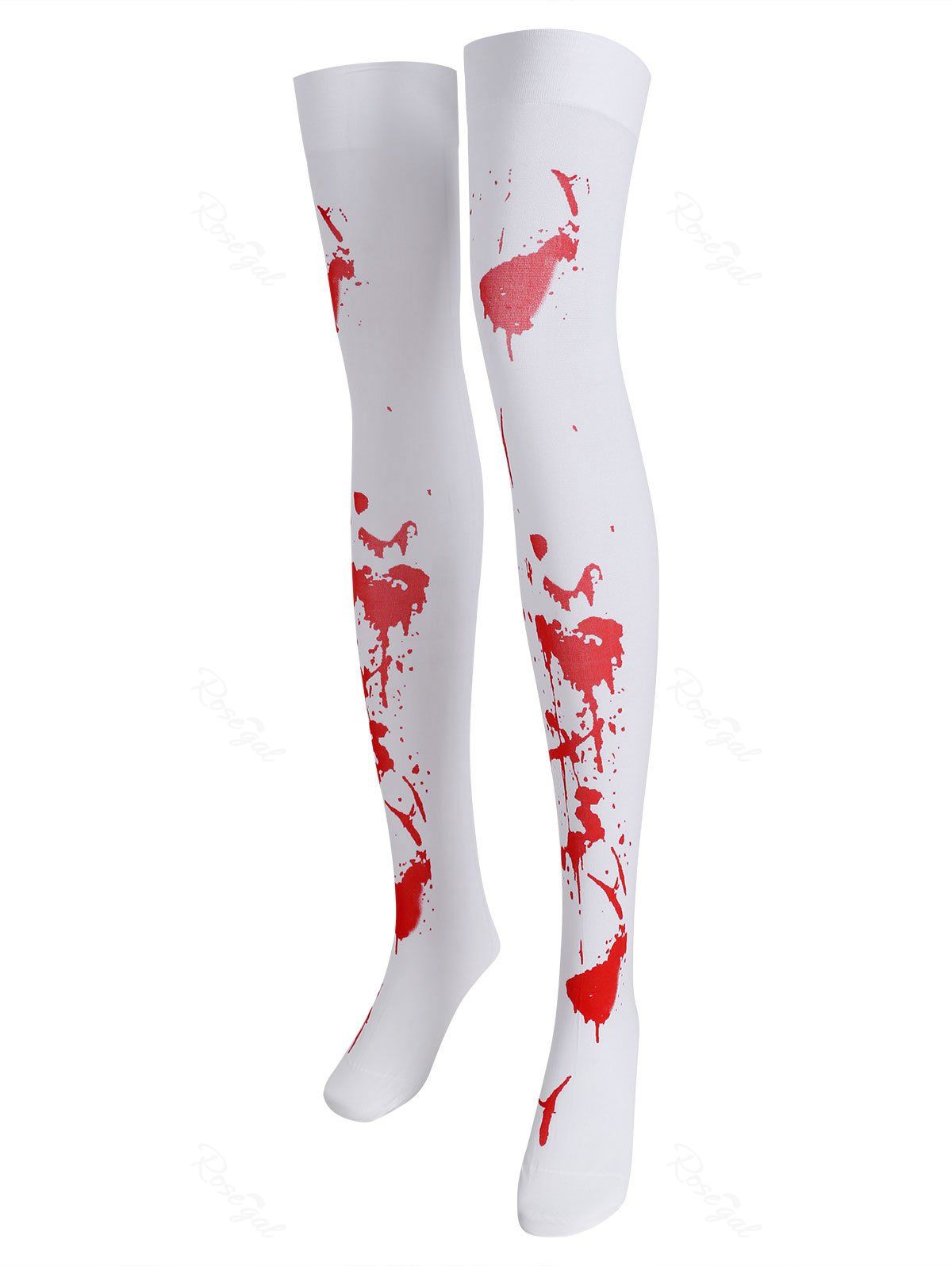 

Plus Size Hallowmas Blood Print Thigh Highs, White