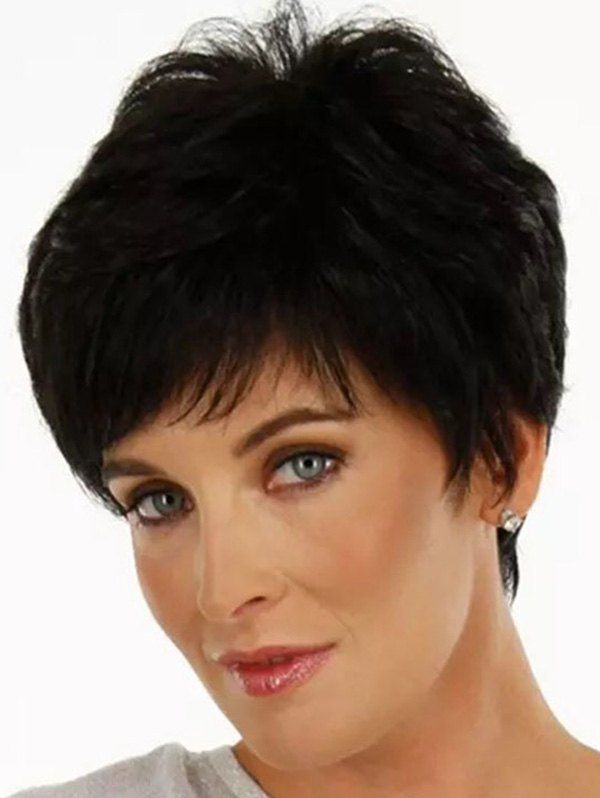 

Short Inclined Bang Straight Pixie Cut Synthetic Wig, Black