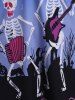 Plus Size Skeleton Bat Print Lace-up Halloween Tunic Top -  