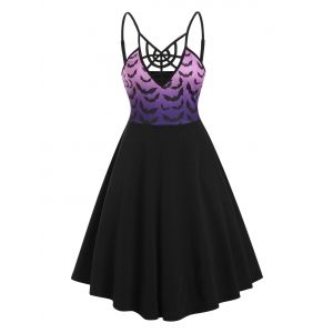 

Cobweb Ombre Bats Print Hallowmas Cami Dress, Purple