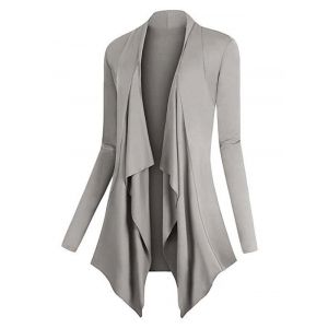 

Plus Size Draped Front Asymmetric Cardigan, Dark gray
