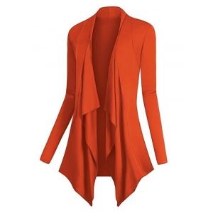 

Plus Size Draped Front Asymmetric Cardigan, Orange