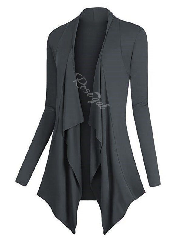 

Plus Size Draped Front Asymmetric Cardigan, Light gray
