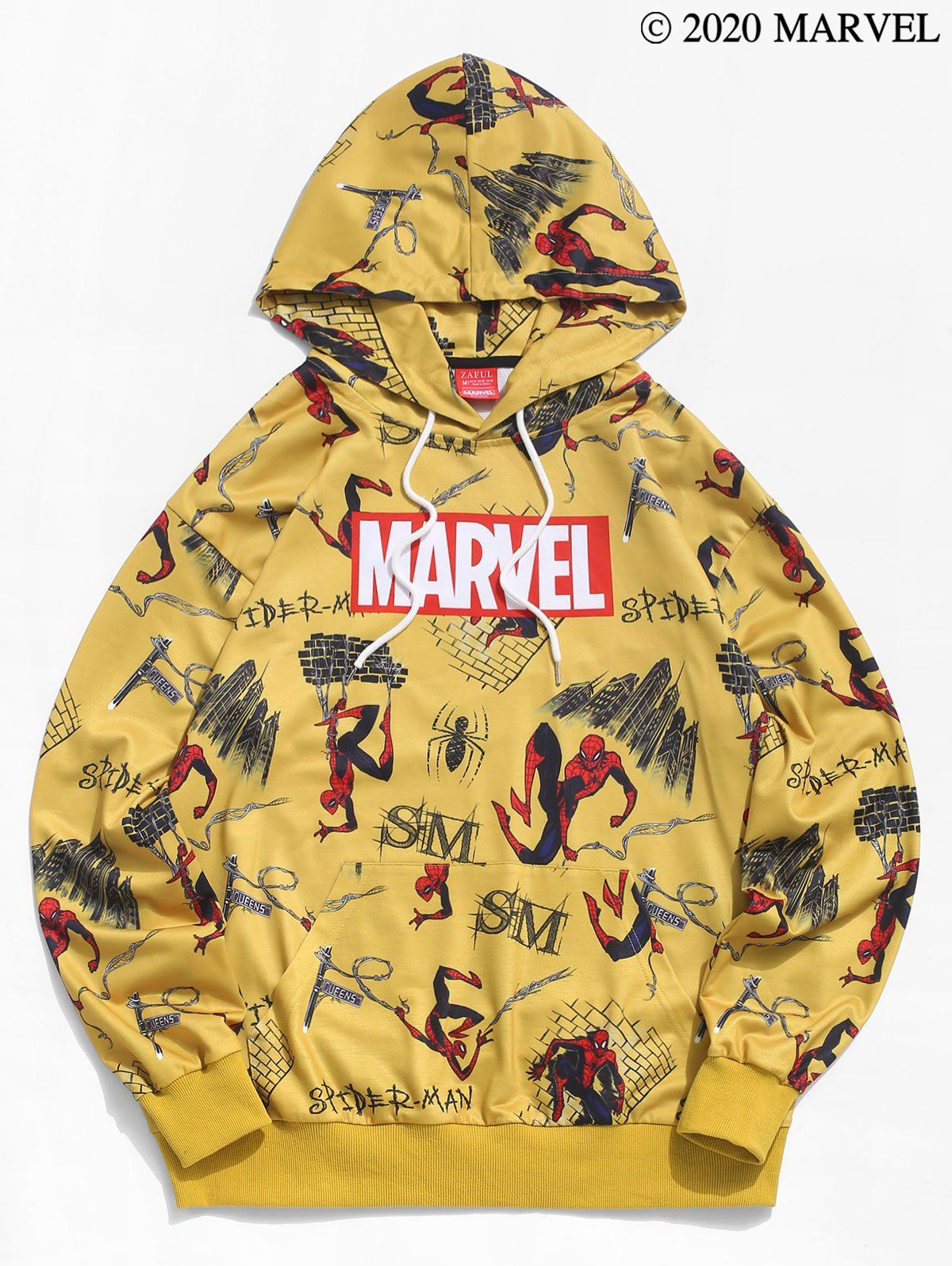 

Marvel Spider-Man Comic Graphic Casual Hoodie, Bright yellow