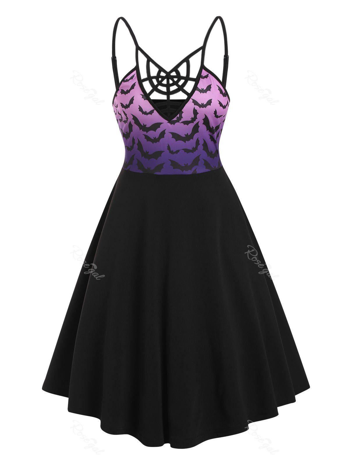 Outfit Cobweb Ombre Bats Print Hallowmas Cami Dress  