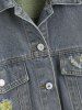 Distressed Frayed Hem Plus Size Denim Jacket -  