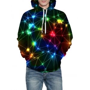 

3D Light Print Kangaroo Pocket Hoodie, Multi