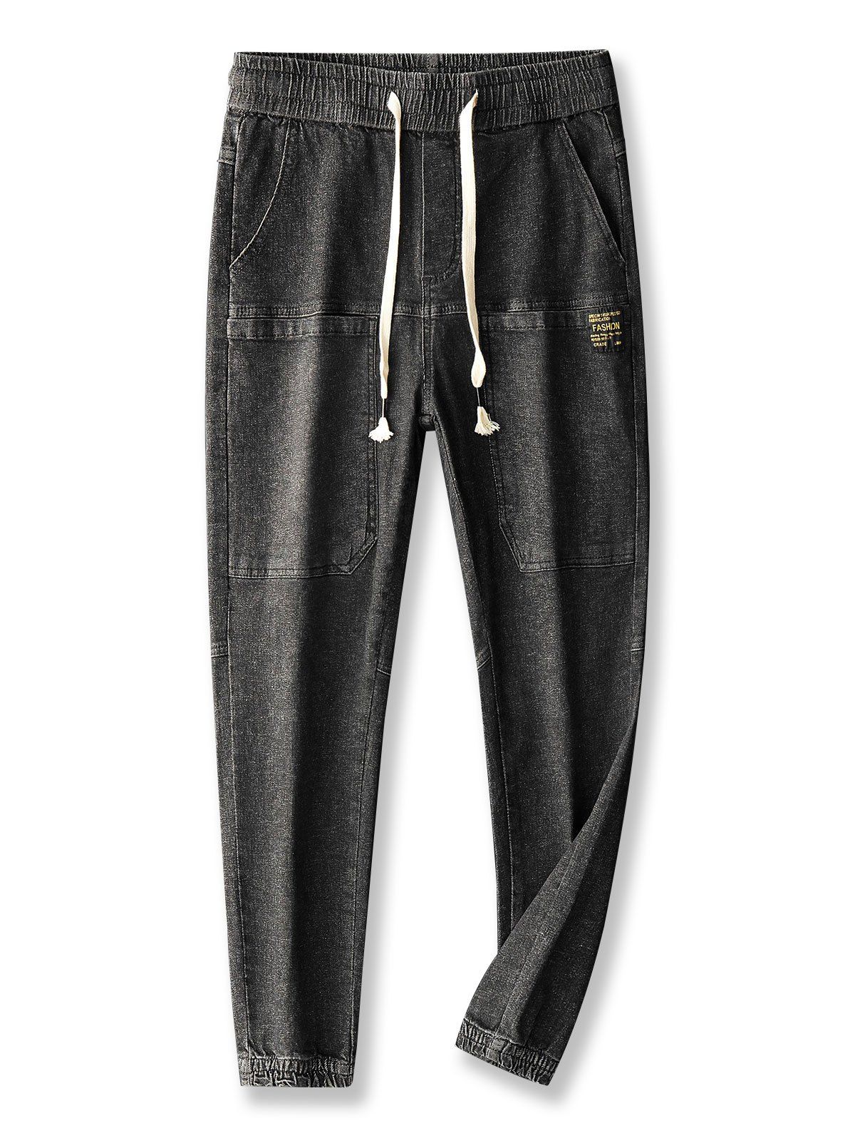 

Pocket Patch Applique Jogger Jeans, Graphite black