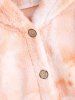 Plus Size Tie Dye Hooded Faux Fur Single Breasted Coat -  