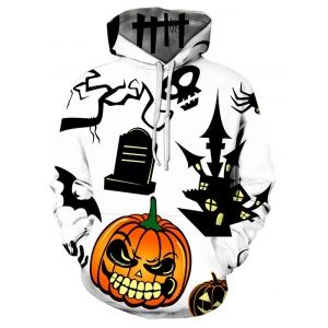 

Halloween Graffiti Pumpkin Print Drawstring Pullover Hoodie, Multi
