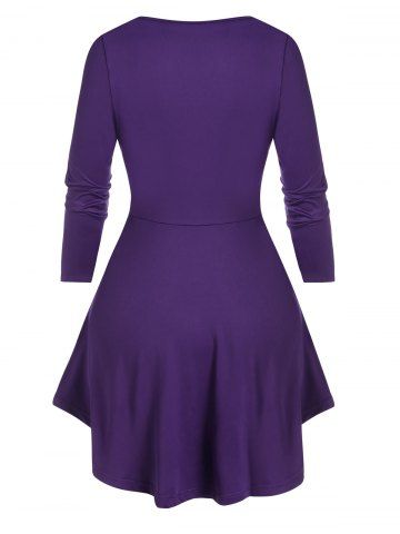 Plus Size Halloween Skull Spider Web Print T Shirt