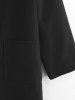 Manteau Tunique Patch avec Poche de Grande Taille à Col Châle - Noir 5X