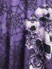 Plus Size Halloween Skull Spider Web Print T Shirt -  