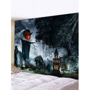 

Halloween Dark Pumpkin Castle Print Wall Tapestry, Multi