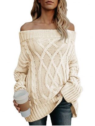 Off The Shoulder Cable Knit Chunky Sweater