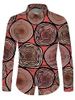 Tree Rings Print Button Up Long Sleeve Shirt -  