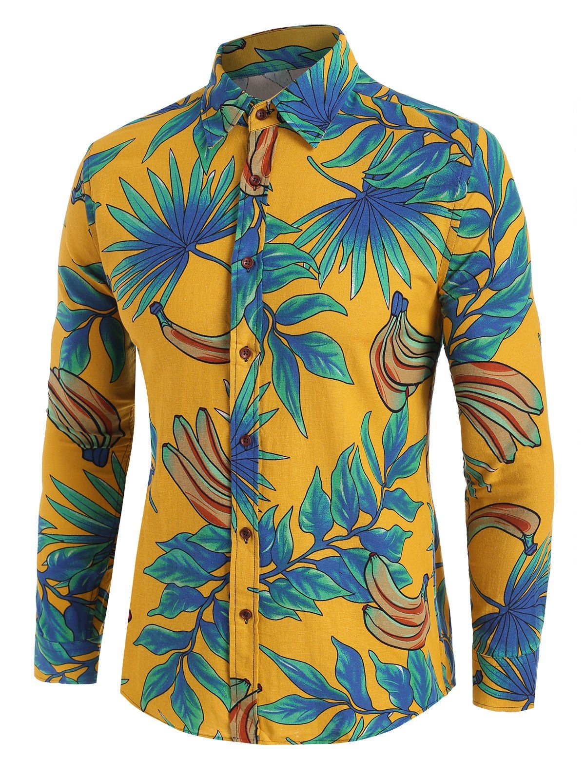 banana print button up shirt