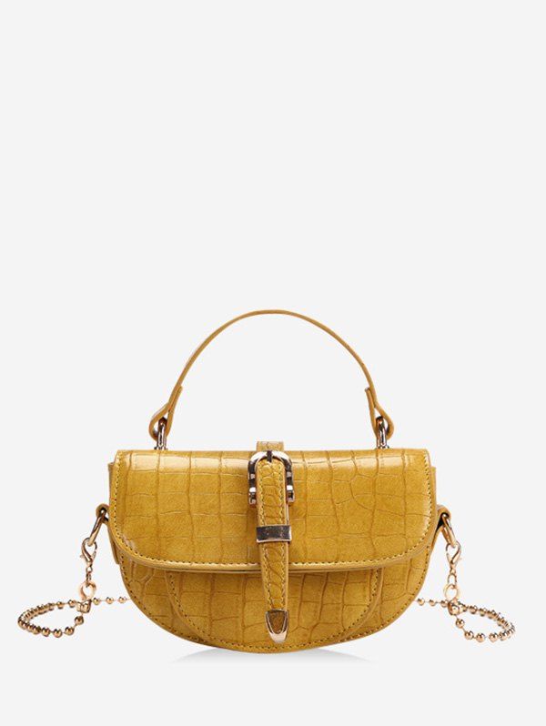 

Textured Small Chain Saddle Hand Bag, Yellow