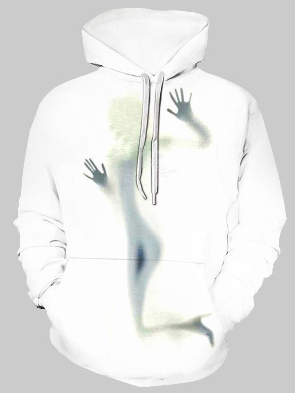 

Girl Shadow Graphic Front Pocket Casual Hoodie, Multi