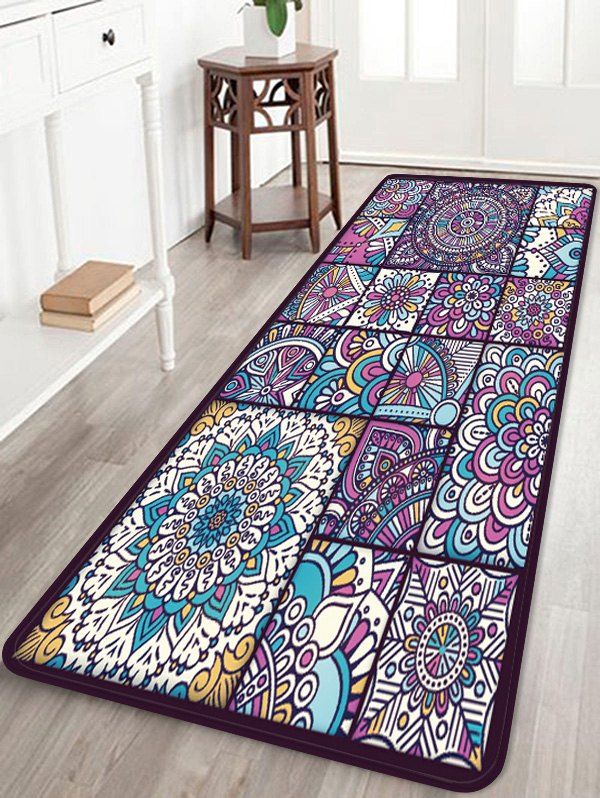 

Bohemia Floral Patchwork Printing Floor Mat, Purple sage bush