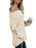 Off The Shoulder Cable Knit Chunky Sweater -  