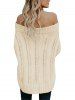 Off The Shoulder Cable Knit Chunky Sweater -  