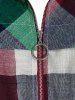 Plus Size Madras Plaid Hooded Elastic Waist Zipper Coat -  