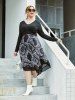 Robe Ligne A Croisée en Avant Cachemire de Grande Taille - Noir L