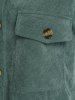Plus Size Corduroy Flap Pocket Drop Shoulder Coat -  