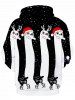 Christmas Hat Elk Print Front Pocket Pullover Hoodie -  