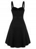 Plus Size Pull Ring Zip Belted Backless Gothic Dress -  