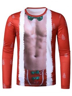 Christmas Santa Suit Chest Print Slim Crew Neck T Shirt - MULTI - S