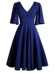 Plus Size Double V Kimono Sleeve Dress -  