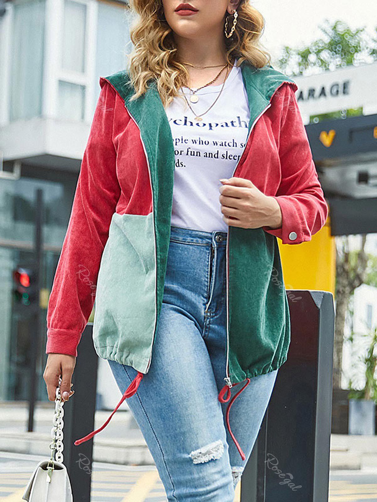 plus size color block jacket