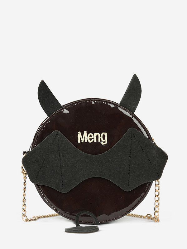 

Chain Devil Design Round Crossbody Bag, Black