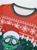 T-shirt de Noël Maigre Chapeau de Zombie Imprimé à Col Rond - Multi S
