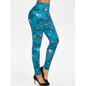 

Dinosaur Bat Print Halloween Leggings, Blue